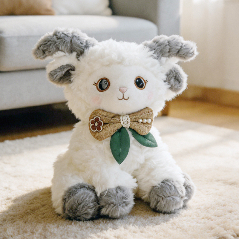 Cross-Border Cloud Sheep Plush Toy, Cute Sheep Doll, Sitting Posture Zodiac Woolen Plush Toy, Bow-Knot Little Sheep Wholesale Cross-Border Cloud Sheep Plush Toy, Cute Sheep Doll, Sitting Posture Zodiac Woolen Plush Toy, Bow-Knot Little Sheep Wholesale
