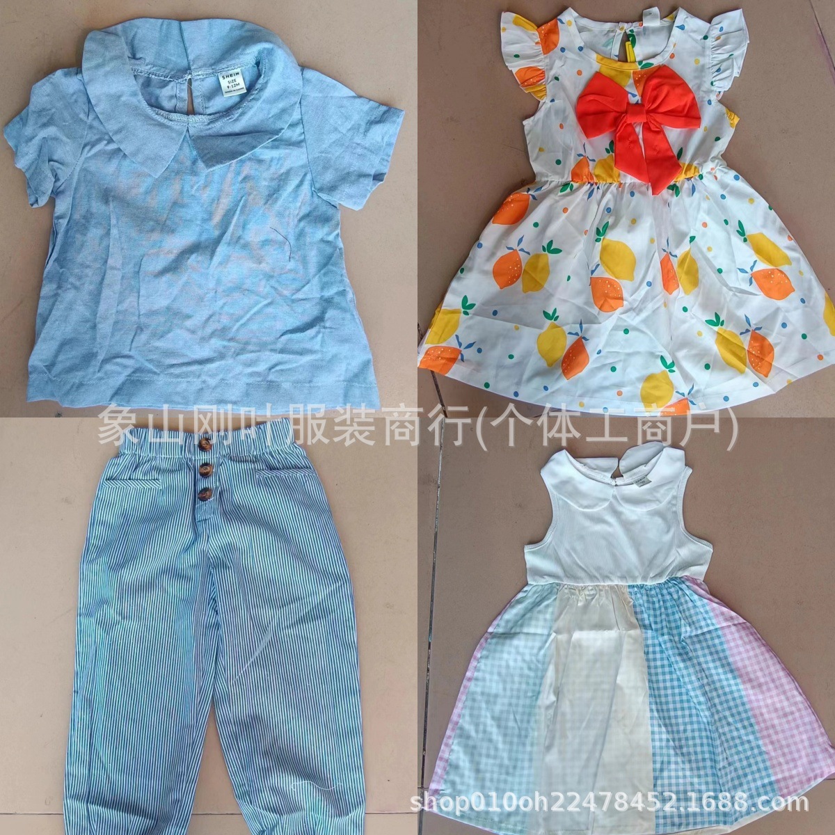 Shein children's clothing, mixed styles of tops and pants, trendy two-piece sets for kids, boy and girl mix-and-match clothing, clearance sale.