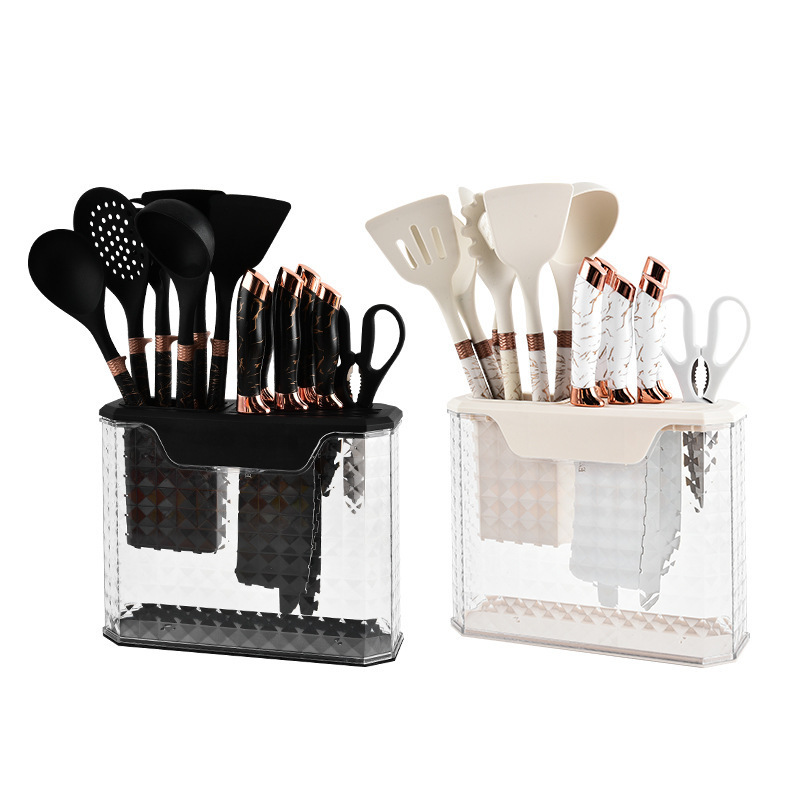 Cuchillos de silicona, utensilios de cocina, juego de 13 piezas, cocina de grado alimenticio, sartén antiadherente, cuchara, pala, juego de cuchillos para el hogar, juego de cuchillos multifunción