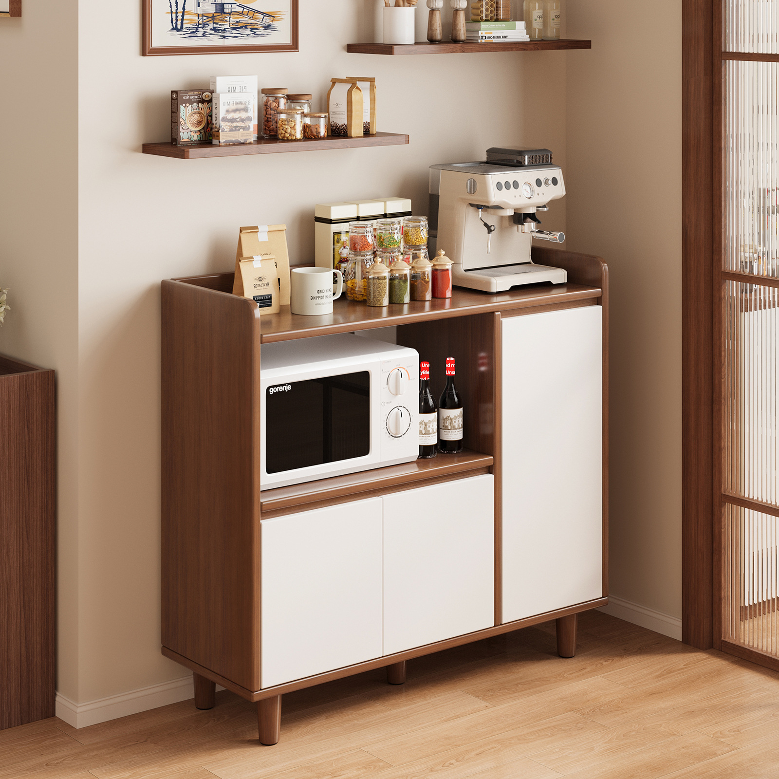 Sideboard Wall Cabinet Storage Cabinet Living Room Storage Cabinet Solid Wood Core Tea Cabinet 2025 New Storage Low Cabinet