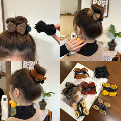 ミルクティーカラーボールヘッドグラバー高ポニーテール固定ツイストハイエンドヘアピン弓ヘアアクセサリー頭飾り女性のための