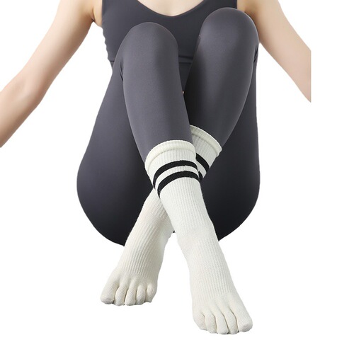 Parallel bars high-tube elastic professional women's non-slip yoga socks autumn and winter beautiful legs five-finger socks pressure socks training running
