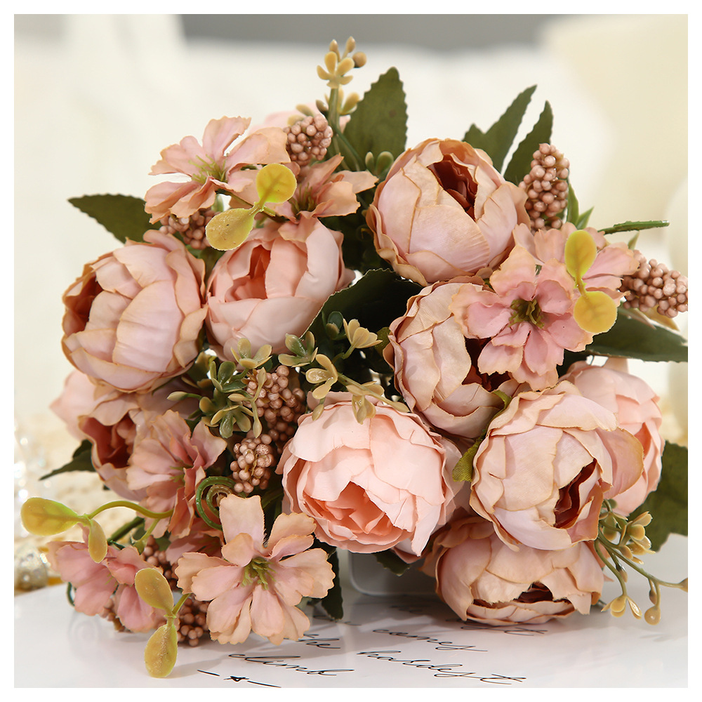 Artificial Flowers, Fake Flower Bouquets, Peonies, Artificial Flowers for Weddings, Home Decoration Flowers, Cross-Border Artificial Flowers, Fake Flower Ornaments