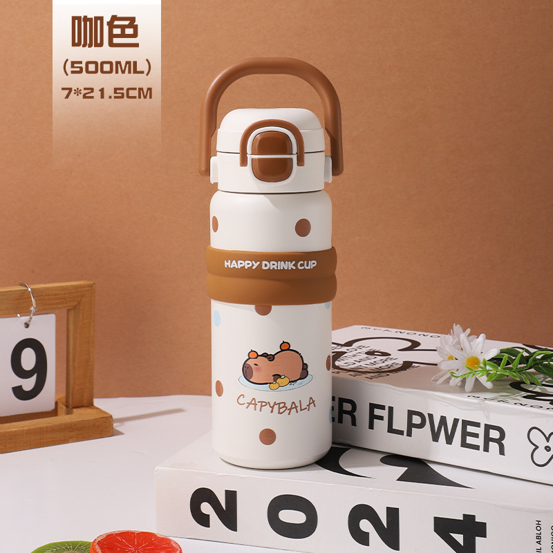 双饮316不锈钢儿童保温杯创意可爱女吸管杯大容量卡通学生直身杯|undefined