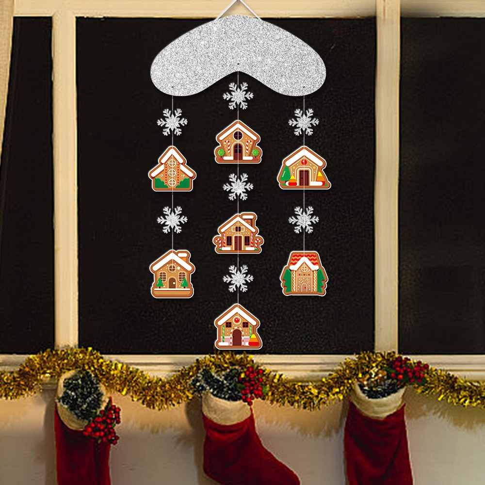 Nuevo estilo transfronterizo de decoración de fiesta de Navidad colgante invierno copo de nieve hombre de pan de jengibre colgante frente a la casa colgante