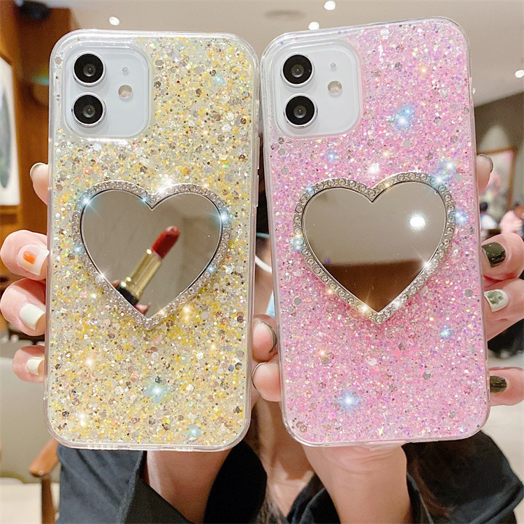 Sweet Heart Shape Tpu Glitter   Phone Accessories display picture 1