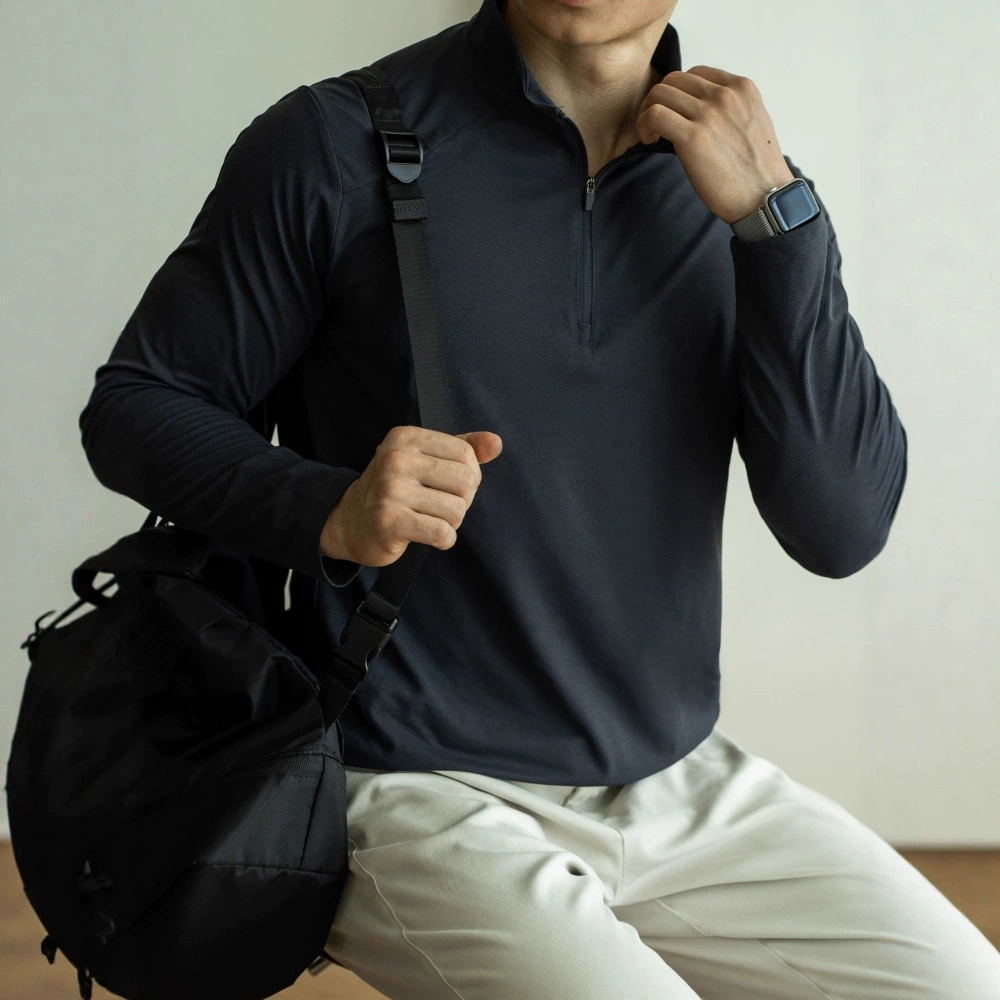 Американская полузастежка-молния Delong нижняя рубашка мужской осенний зимний спортивный свитер cleanfit с полувысоким воротником футболка с длинными рукавами