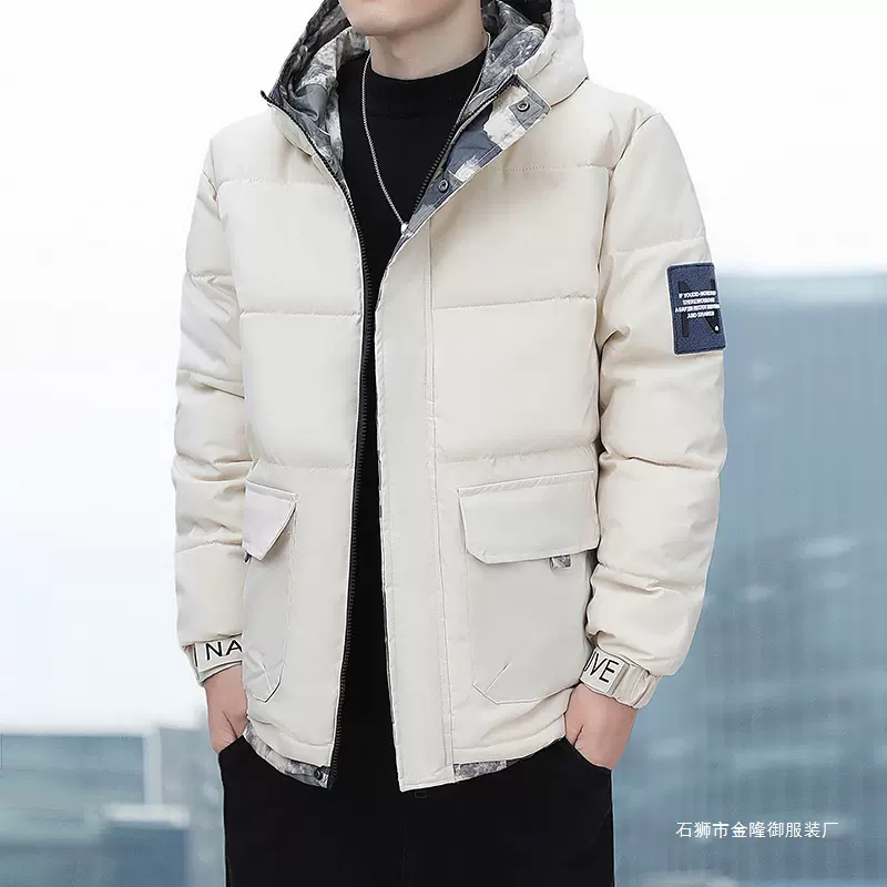 新款男士冬季加厚棉衣男帅气连帽韩版潮流短款工装棉服保暖羽绒棉