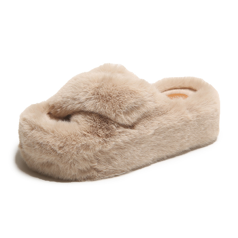 7cm thick bottom height increasing cotton slipper for women 2023 new model, infrared network, wearing fuzzy slippers,_voghion.com