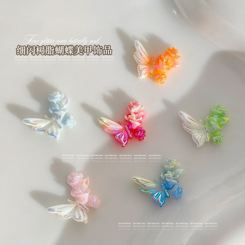 新しいレトロな中国風の蝶愛花ネイルアートアクセサリー DIY 妖精蝶ローズ純粋な欲望スタイルのネイルアクセサリー|undefined