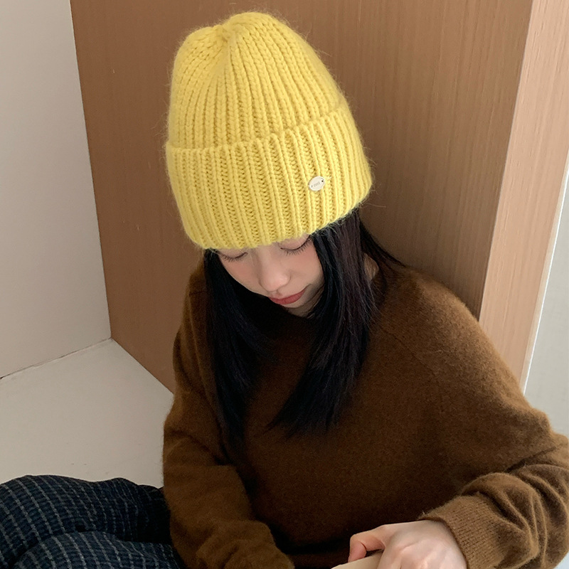 含20%兔毛绒针织毛线帽柔软多色休闲百搭纯色厚实简约保暖护耳帽|undefined