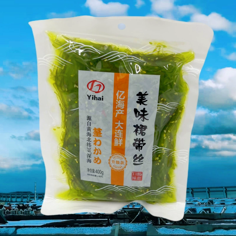 Деликатес из Даляня: вкусные полоски водорослей вакаме Ихай, 400 г, со вкусом сладко-кислый, готовое блюдо, закуска, соленый горчичный вкус