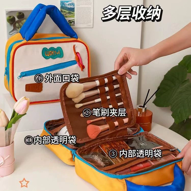 Cartoon soft capacious cosmetic bag, handheld folding storage bag, high-quality style, wholesale