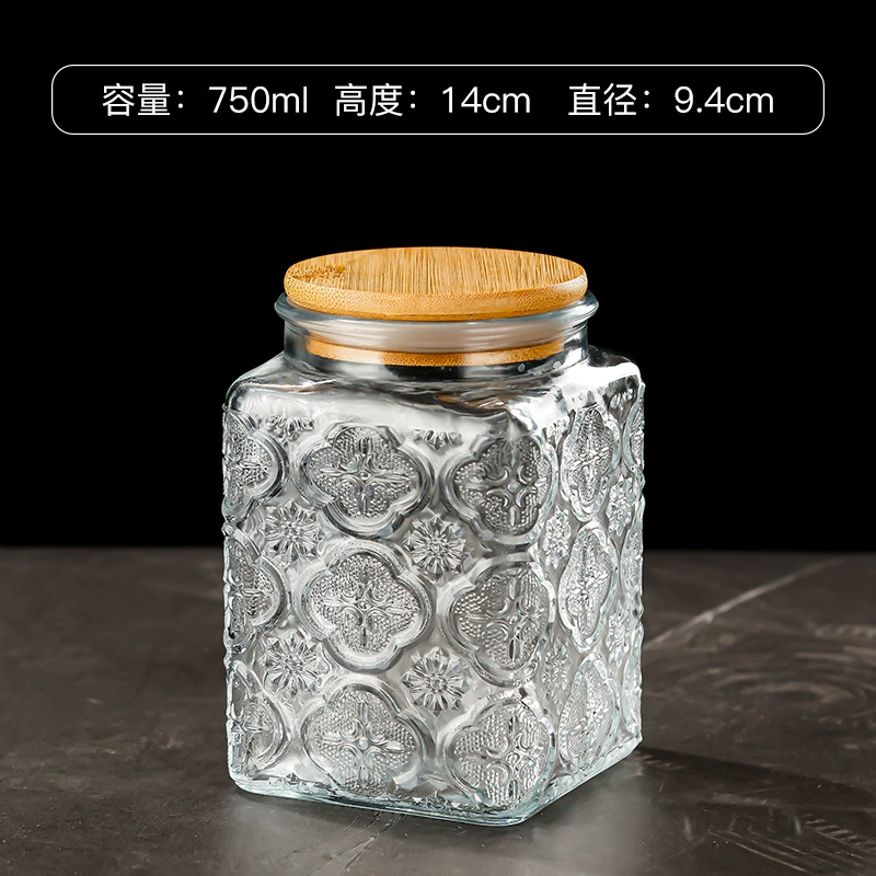 Chinese -style retro Begonia flower glass sealing can candy snack storage tank dry fruit nuts storage tank storage