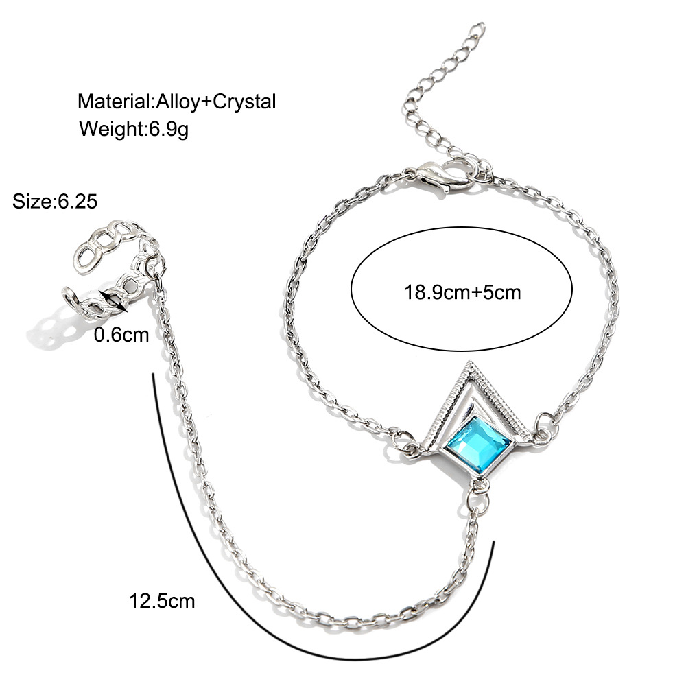 Ethnic Style Rhombus Alloy Inlay Artificial Crystal Bracelets 1 Piece