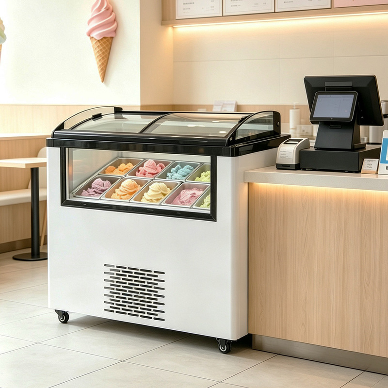 Ice Cream Display Cabinet Commercial Frozen Thick Cut Stir-fried Yogurt Display Cabinet Hard Ice Cream Cabinet Horizontal Ice Cream Ice Bar Cabinet