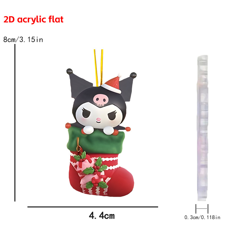 Transfronterizos nuevos adornos de Navidad Sanrio 2D colgantes planos acrílicos árbol de Navidad colgantes de decoración de atmósfera de vacaciones image 6