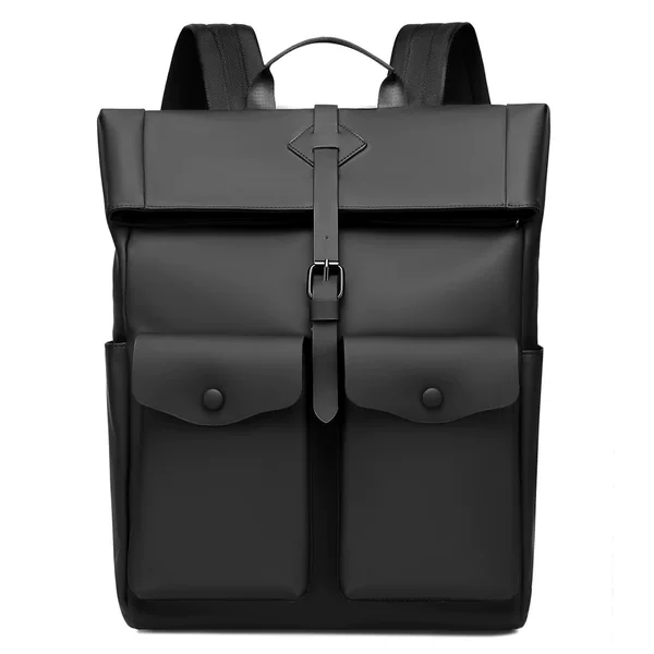 New Simple Men's Backpack for Business Travel 15.6inch Laptop Bag Trendy Flip-Fold College Student Backpack