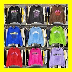 Sp5der欧米のヒップホップ歌手の同じタイプの発泡アルファベット555555プリント男女カップルのパーカー