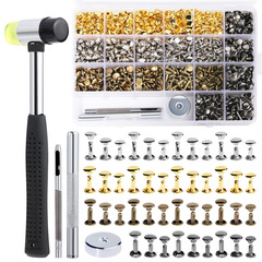 600套+安裝工具皮具皮革金屬裝飾雙面鉚釘子母扣 雙面撞釘帽柳釘