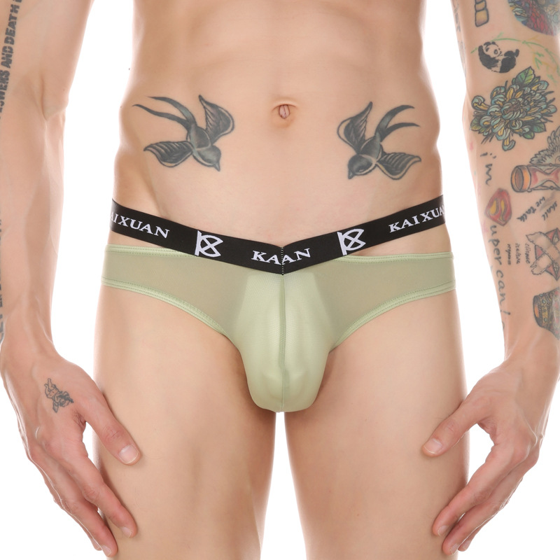 European and American summer new sexy men's thong ice mesh men's hole fabric breathable and comfortable for men