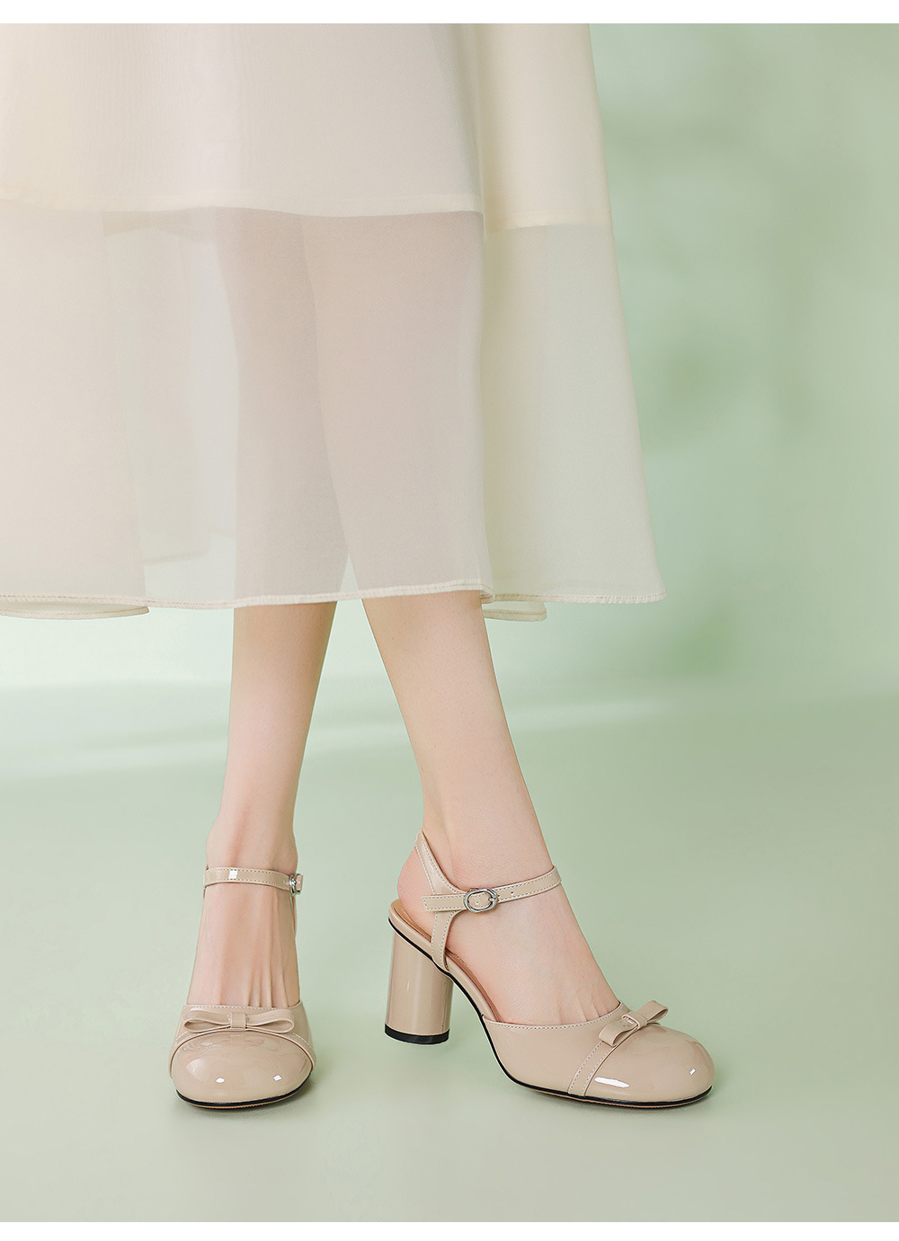 Giày cao gót nữ mũi tròn bít gót thấp 4-5 cm, phong cách Nhật, nơ bướm phía sau — màu đen, Rượu vang đỏ, màu mơ chi tiết 21
