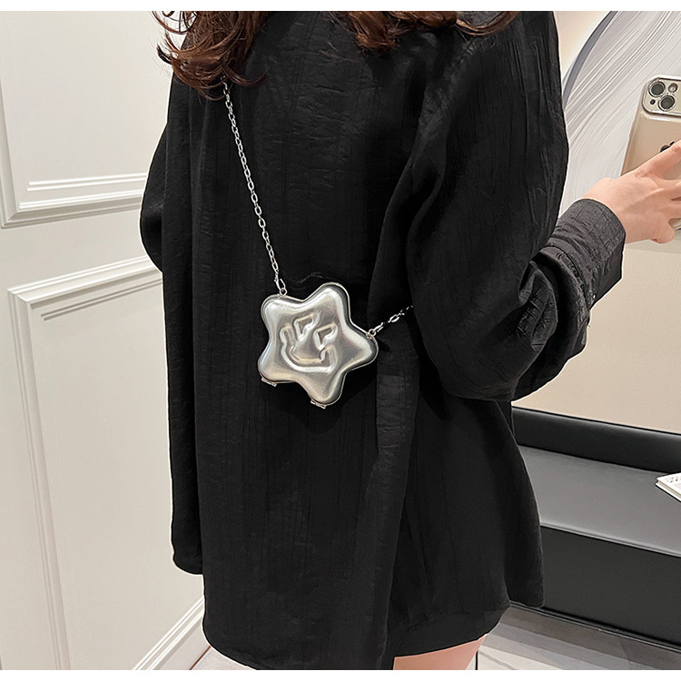 Women's Small Pu Leather Solid Color Streetwear Pentagram Zipper Crossbody Bag display picture 2