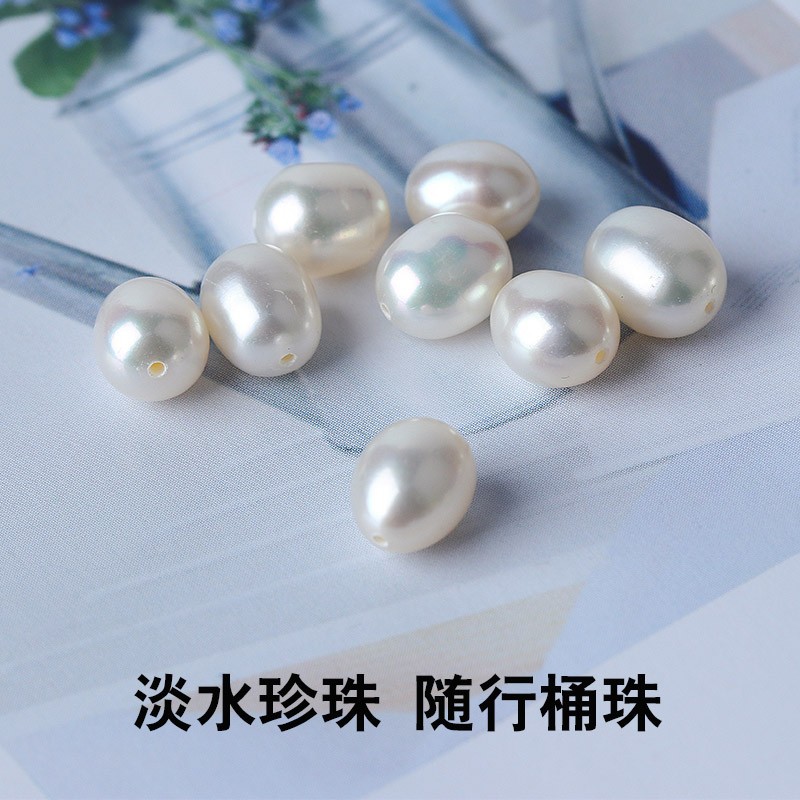 자연 담수 진주 흩어진 구슬 6MM 4 면 빛 찐 빵 DIY 반제품 깨진 실버 몇 개의 바로크 진주