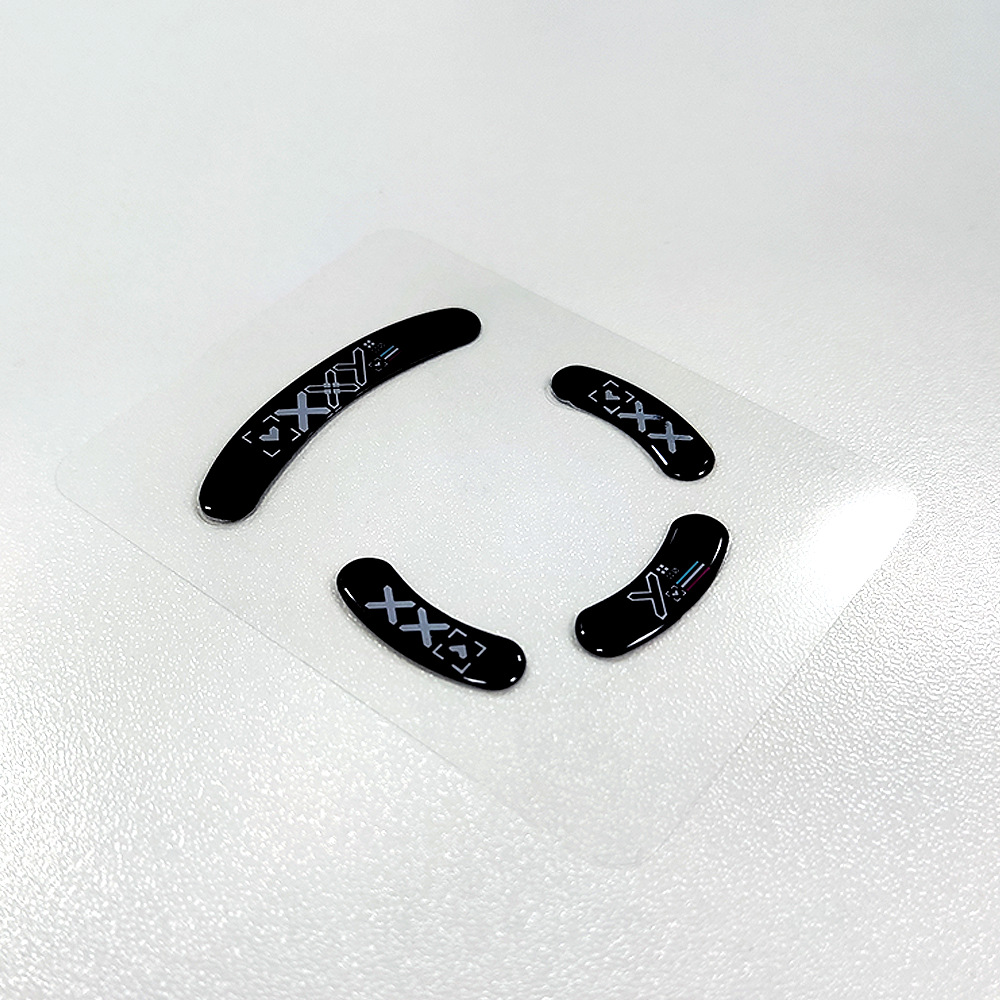 Aplicable a la cuarta generación de pegatinas de pie de vidrio de ratón Suzaku, juego de impresión, almohadillas de pie de ratón de vidrio templado en blanco y negro, fábrica al por mayor