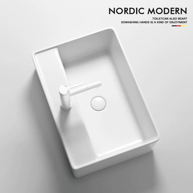 profundizar la mesa lavabo doméstico lavabo único lavabo balcón tamaño de cerámica rectangular tamaño hotel lavabo