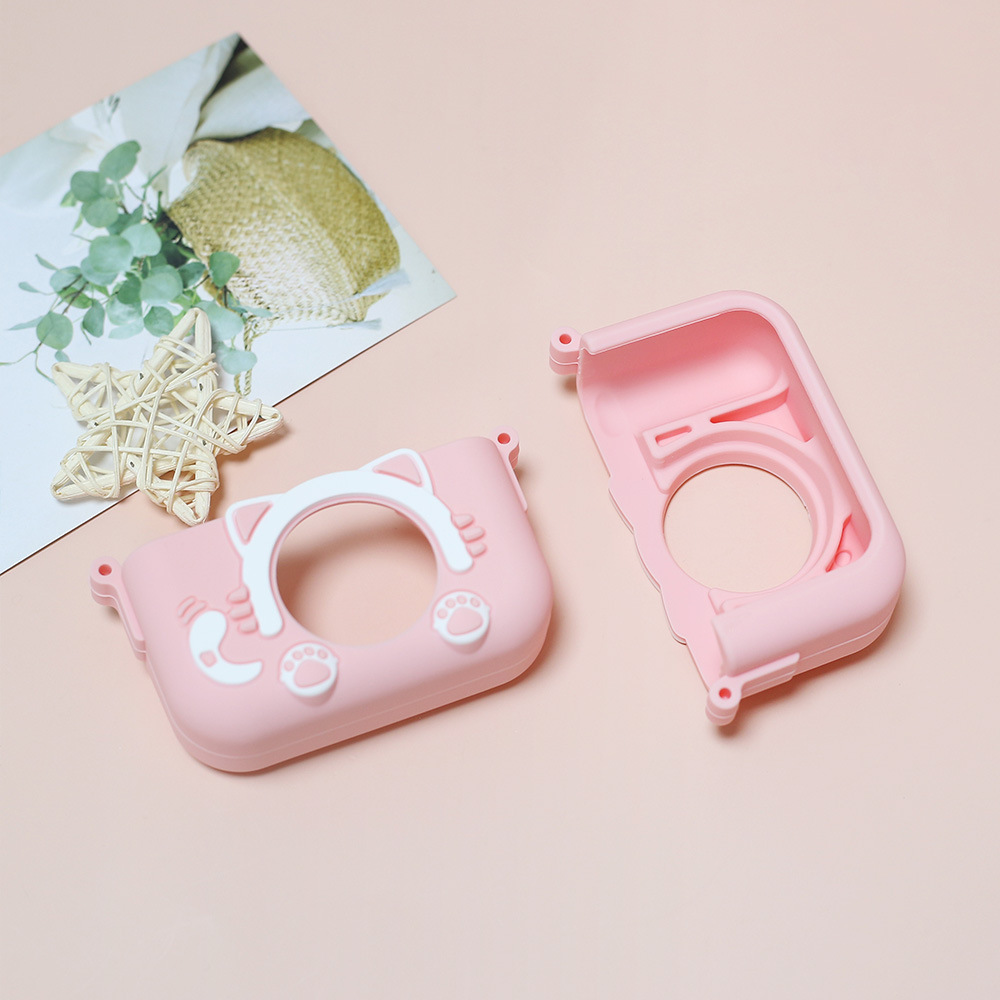 Funda protectora para cámara x2 de silicona para niños Mini gato lindo de dibujos animados Funda de silicona para cámara SLR resistente a la caída y la suciedad