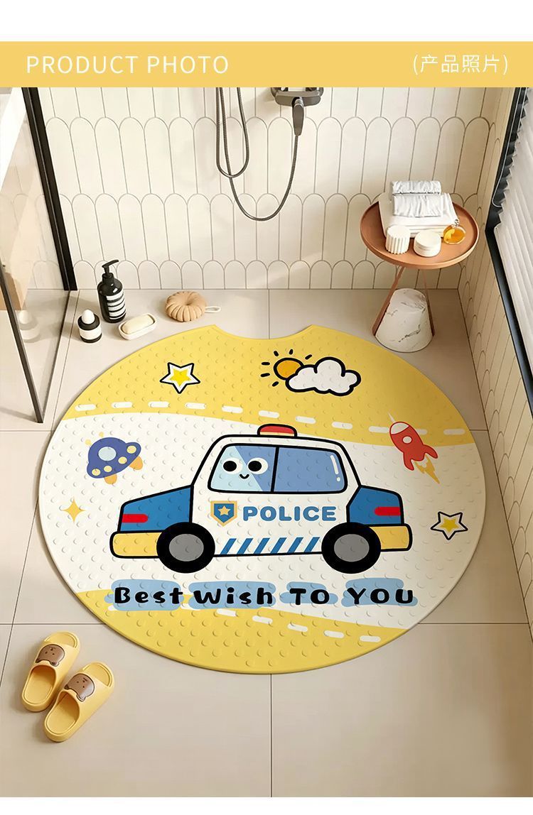 Round non-slip bathroom mat for children, shower room baby bath anti-fall mat, toilet bathroom suction cup foot mat