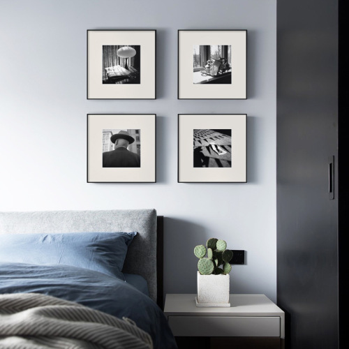 Black and white photo photography decorative painting living room dining room restaurant retro 9-grid combination wall art niche art wallpaper