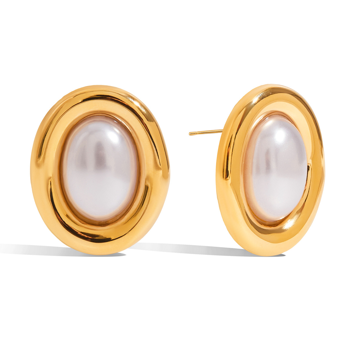 Pendientes de perlas retro de acero inoxidable Jieding Pendientes de alta gama de lujo ligero para mujer Pendientes que no se desvanece Joyas de acero de titanio transfronterizo