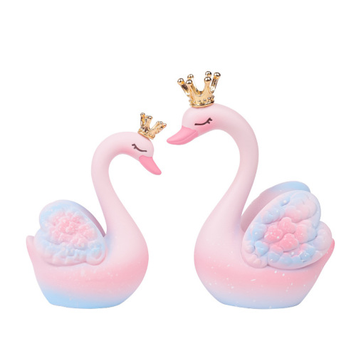 Language of Love Swan Ornament Cute Couple Swan Resin Doll Desktop Home Car Decoration Girls Gift