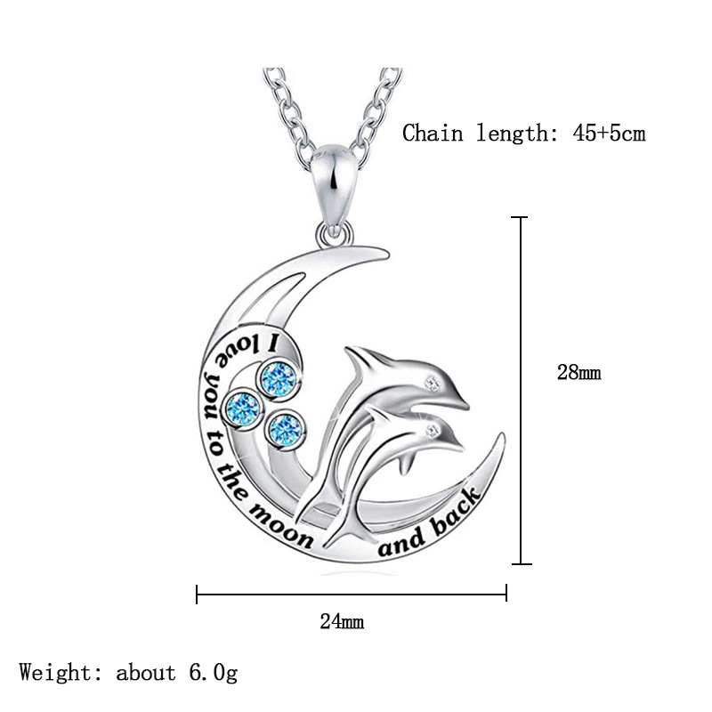 Fashion Letter Moon Dolphin Alloy Rhinestone Women's Necklace display picture 1