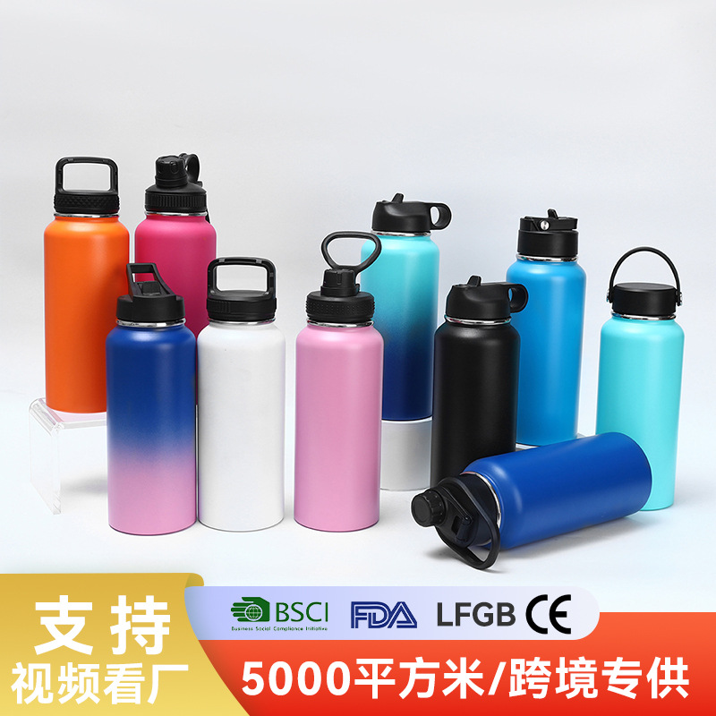 Botella espacial portátil estadounidense transfronteriza de gran capacidad para hombres y mujeres al aire libre botella deportiva de doble capa de taza de aislamiento de acero inoxidable portátil