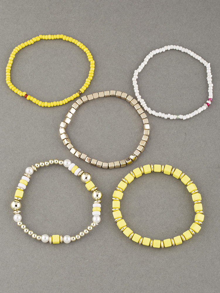 20g Weight Acrylic Pendant Material Bracelets Classification Alloy Chain Material 1 Set Quantity Holiday, Daily, Street Occasion Alloy Material Geometric Pattern Unisex Gender Beaded, Plating Design Retro Style Retro Geometric Alloy Beaded Bracelets Wholesale 20