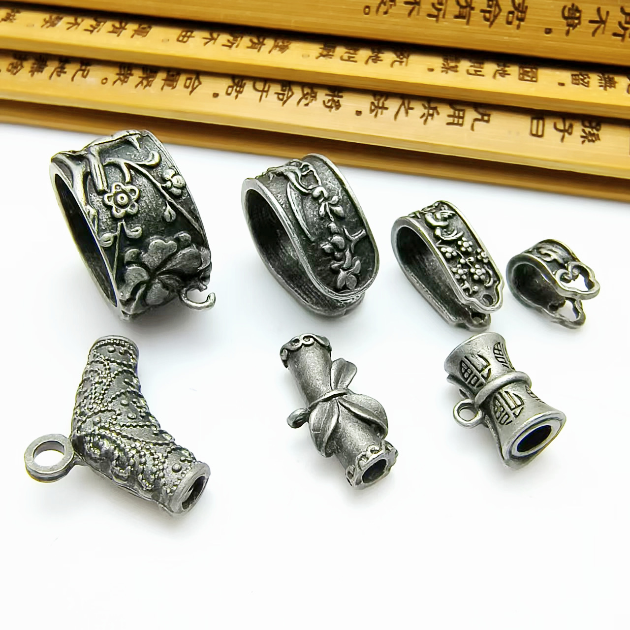 藏银天铁保色复古风合金三通吊管连接扣 diy手工手链项链饰品配件