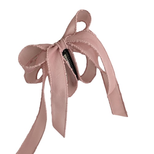 French Pure Desire Silk Ribbon Bow Banana Clip Versatile Retro Nape High Ponytail Sweet Teen Braid Hair Clip
