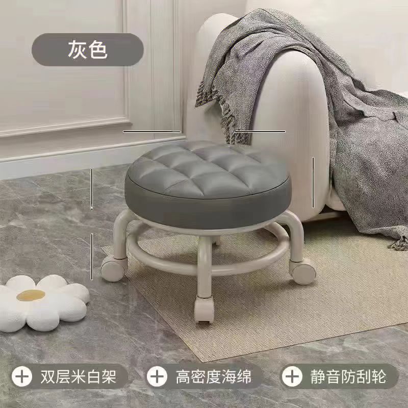 家庭用滑車付き小さなスツール、滑車付きローテーブルスツール、子供用スツール、大人用靴交換スツール、万能ホイール付き小さなスツール、丸型スツール|undefined