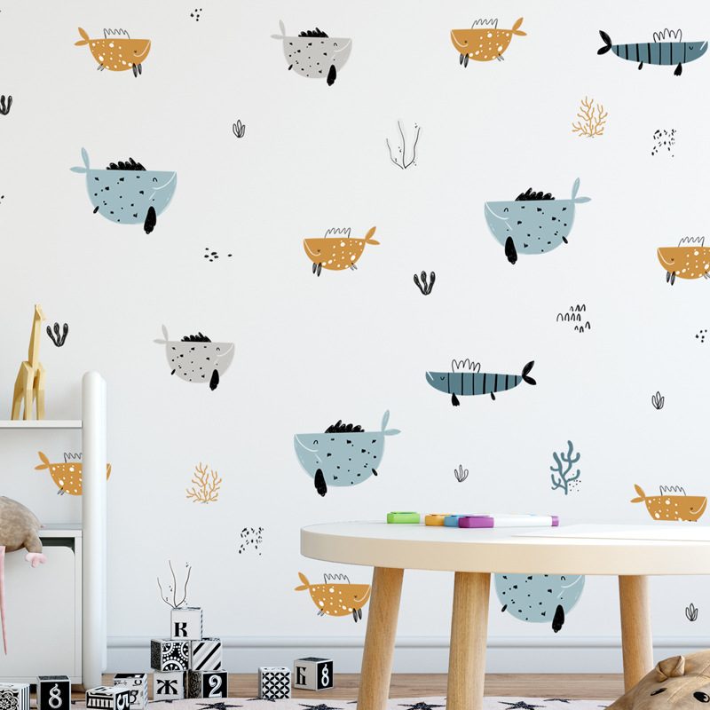 Graffiti hand -painted clown fish Children's room wall sticker…