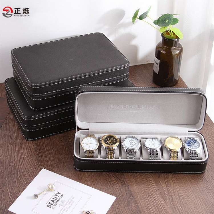 Cross-Border 6-Slot, 10-Slot, 12-Slot Pu Leather Zipper Bag Watch Box Jewelry Watch Collection Box Storage Box Jewelry