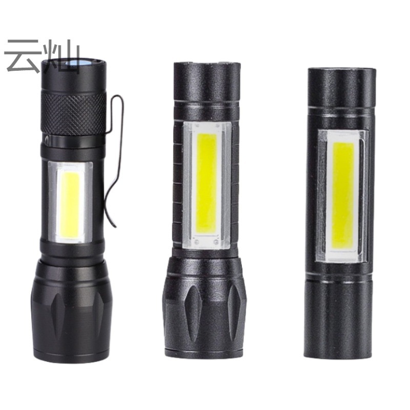 Linterna LED Mini Recargable para Exteriores, Portátil, Telescópica, Enfoque Ajustable, Luz Lateral COB, Cuerpo de Aleación de Aluminio 511, Regalo