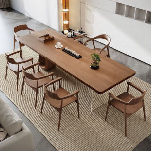 Quiet Style Solid Wood Large Plate Tea Table Office Tea Table and Chair Combination Modern Simple Home Living Room Tea Table