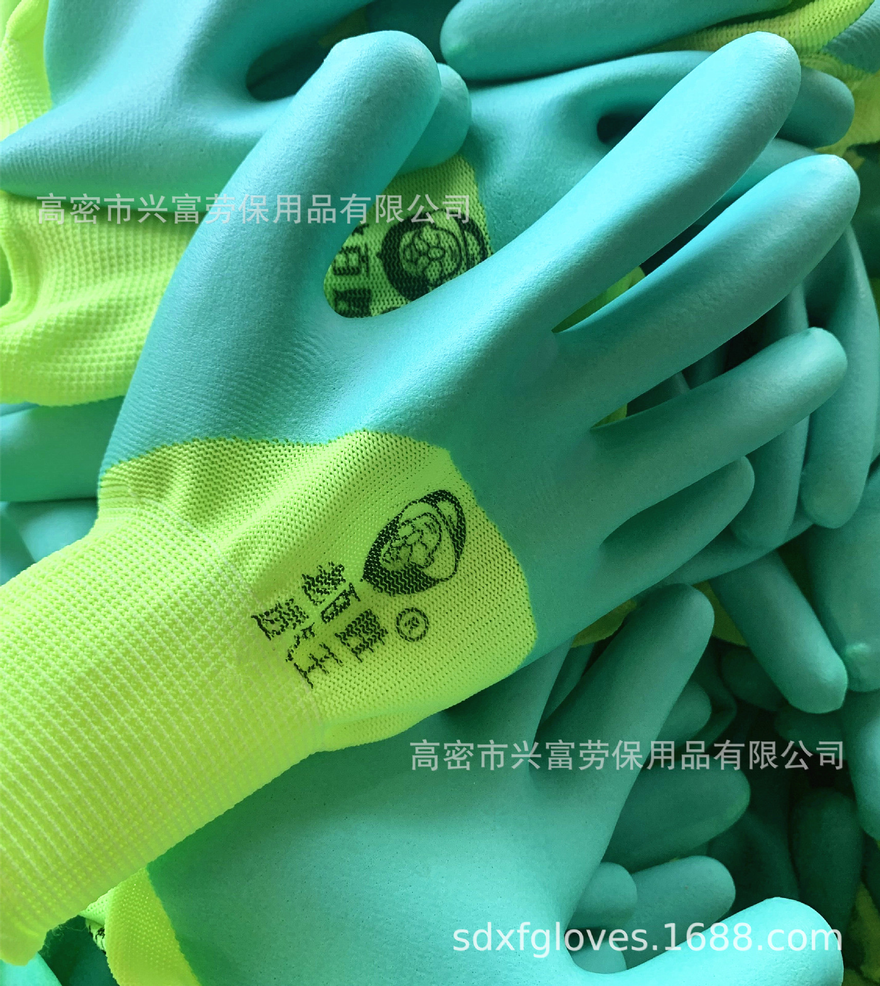 春夏透气柔软涤纶乳胶发泡浸胶手套花园作业工作手套劳保手套厂家