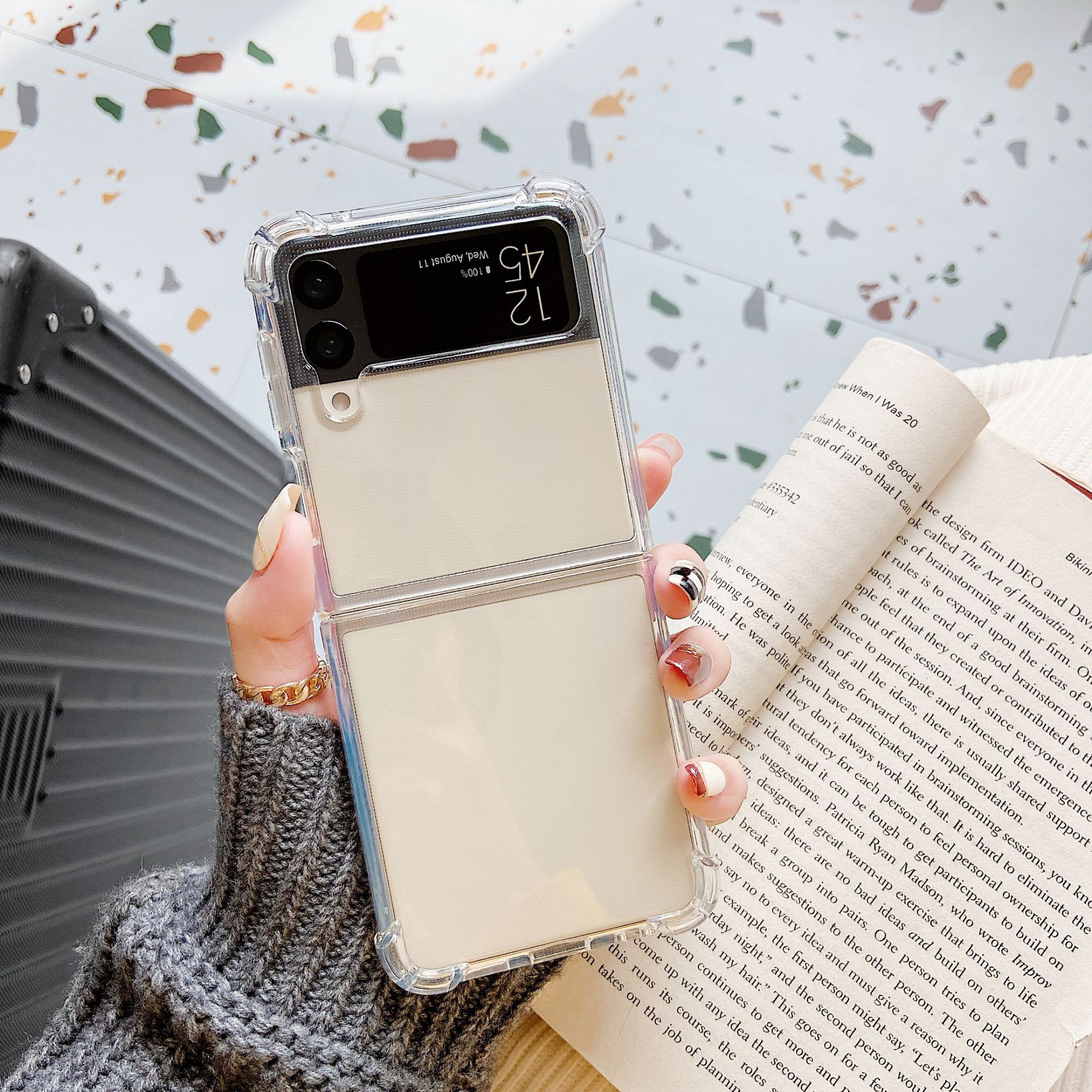 Samsung zflip4 cep telefonu kılıfı için uygun yeni model TPU şeffaf cep telefonu kılıfı anti-düşme Galaxy 4 katlanabilir koruyucu kılıf