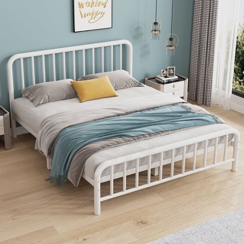 Iron Bed, European-Style Rental Room Double Bed, Economical Single Bed, Reinforced and Thickened Bed Frame, Single Iron Frame Bed Iron Bed, European-Style Rental Room Double Bed, Economical Single Bed, Reinforced and Thickened Bed Frame, Single Iron Frame Bed