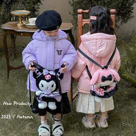 女童冬季新款羽绒服棉衣外套甜美可爱加厚上衣库洛米外套送包包