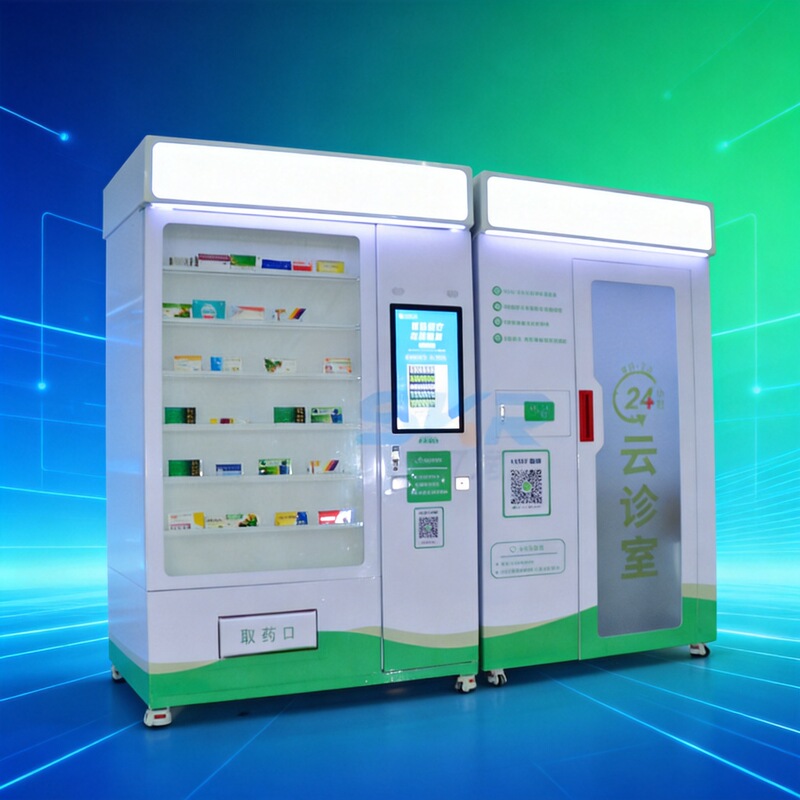 Touch-Screen Smart Medicine Cabinet, 24-Hour Automatic Medicine Vending Machine, Self-Service Health Examination/Online Consultation, Fully Automatic Smart Cabinet for Purchasing Medicines